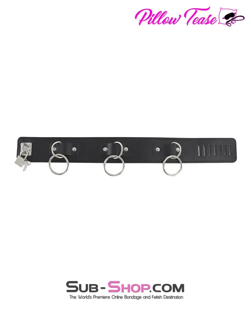 0552DL      3 Ring Bondage Slave Collar