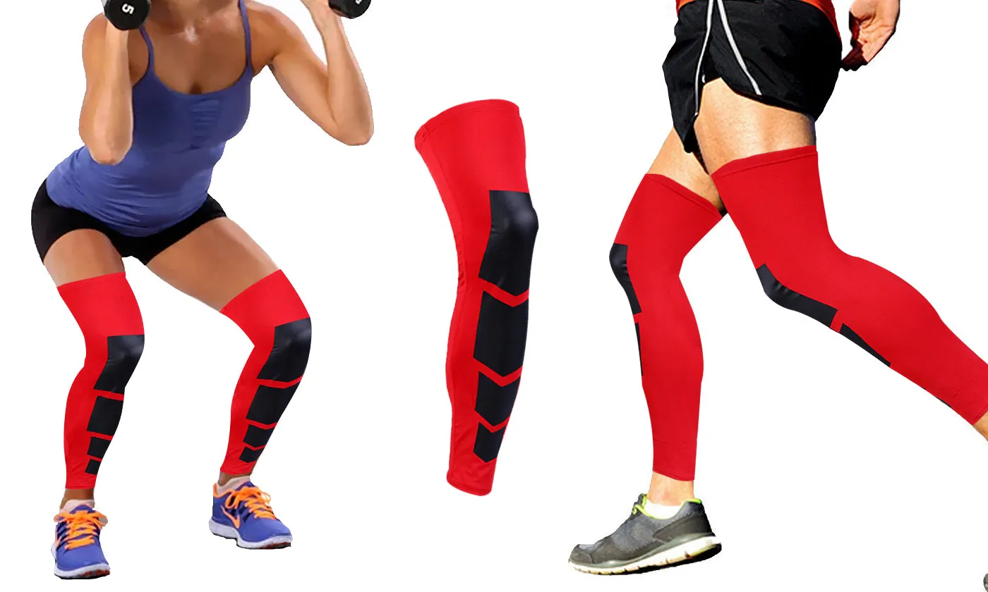 1-Pair : Unisex Full-Length Knee and Calf Compression Sleeves