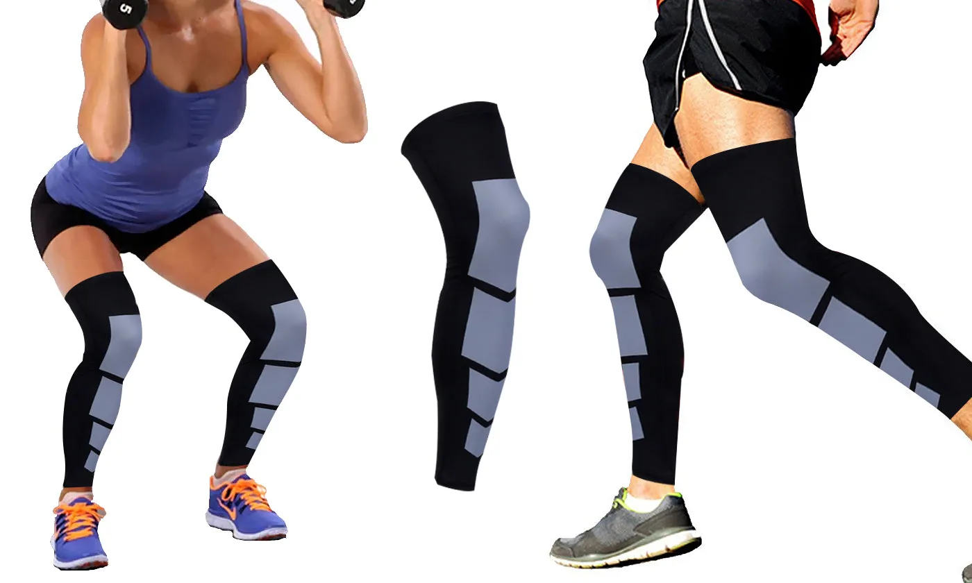1-Pair : Unisex Full-Length Knee and Calf Compression Sleeves