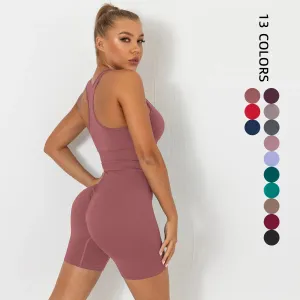 2-Piece Seamless Sports Suit for Women - Sports Bra and Fitness Shorts
