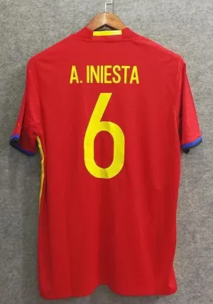 2018 Men Spain Jersey Home Iniesta Jersey Soccer World Cup Jersey Fanatics
