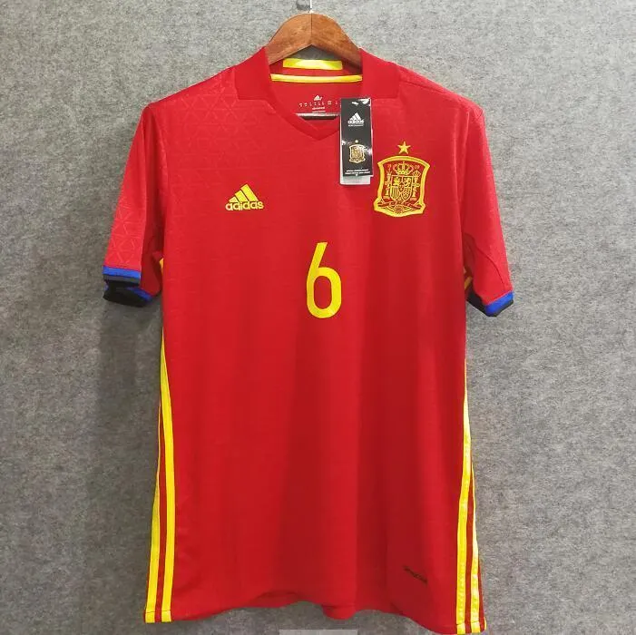 2018 Men Spain Jersey Home Iniesta Jersey Soccer World Cup Jersey Fanatics