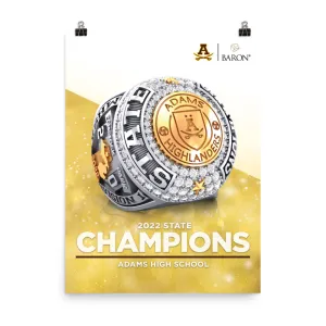 Adams High School Soccer 2022 Championship Poster