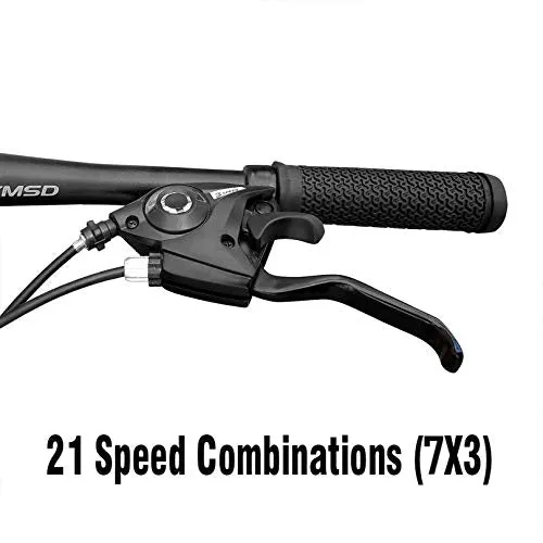 ADDMAX Sea Hawk Front Suspension 21-Speed Adventure Sports Mountain Bike with Lightweight 18 Inch Carbon Steel Frame, 26x2 Inches Tires Bicycle for Men and Women (Gun Red)