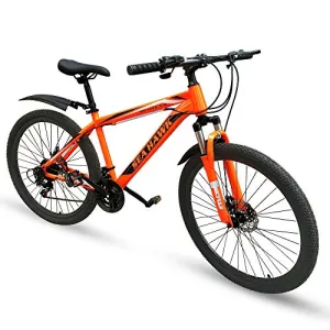 ADDMAX Sea Hawk Front Suspension 21-Speed Adventure Sports Mountain Bike with Lightweight 18 Inch Carbon Steel Frame, 26x2 Inches Tires Bicycle for Men and Women (Gun Red)