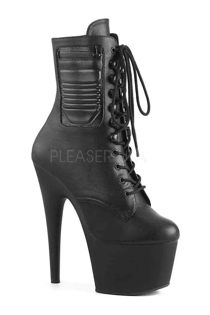ADORE-1020PK Platform Ankle Boot | Black Faux Leather