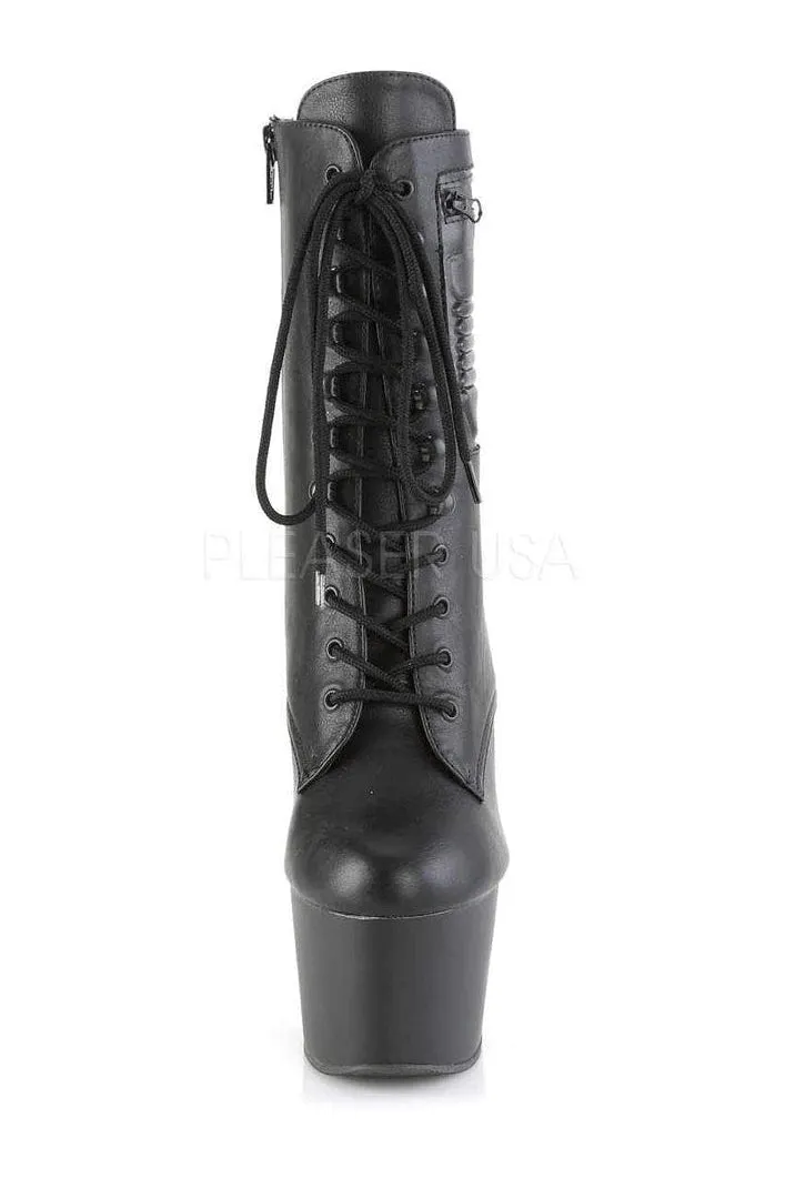ADORE-1020PK Platform Ankle Boot | Black Faux Leather