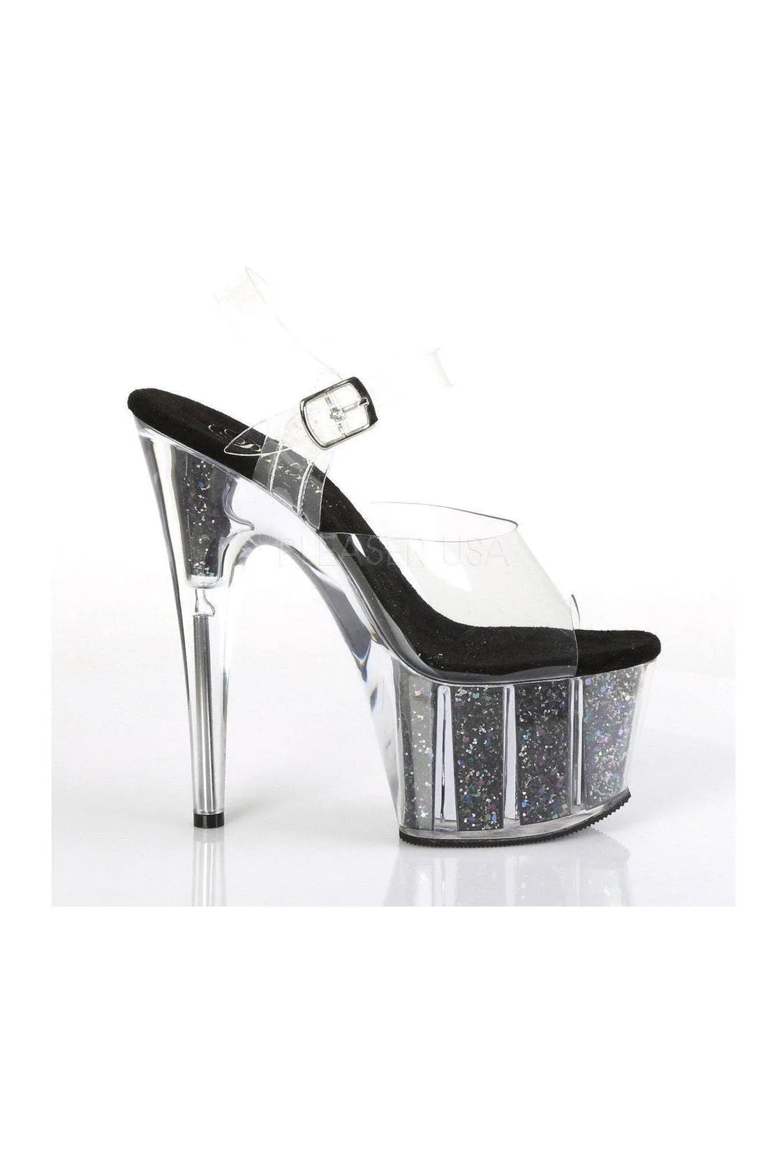 ADORE-708CG Platform Sandals | Black Vinyl