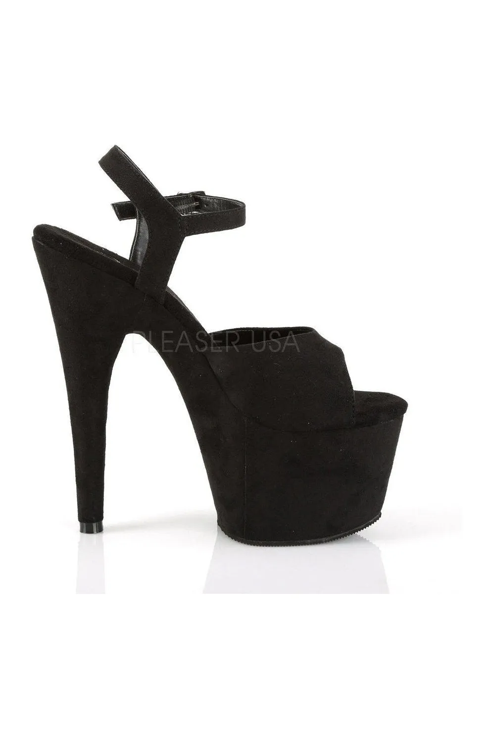 ADORE-709FS Platform Sandal  | Black Faux Suede