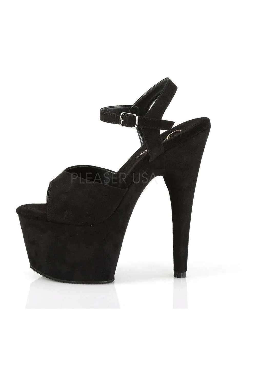 ADORE-709FS Platform Sandal  | Black Faux Suede
