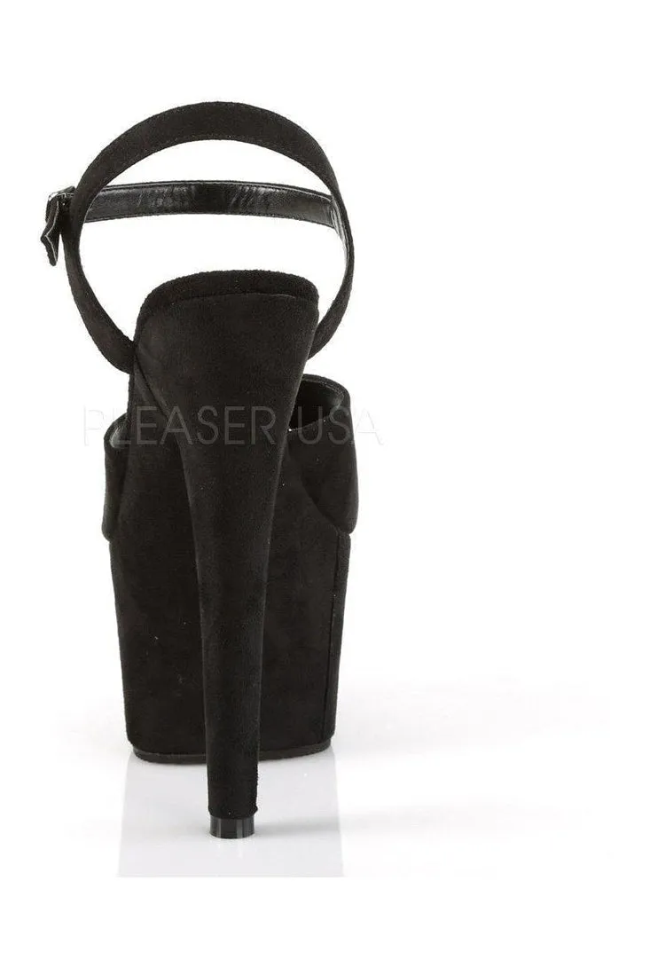 ADORE-709FS Platform Sandal  | Black Faux Suede