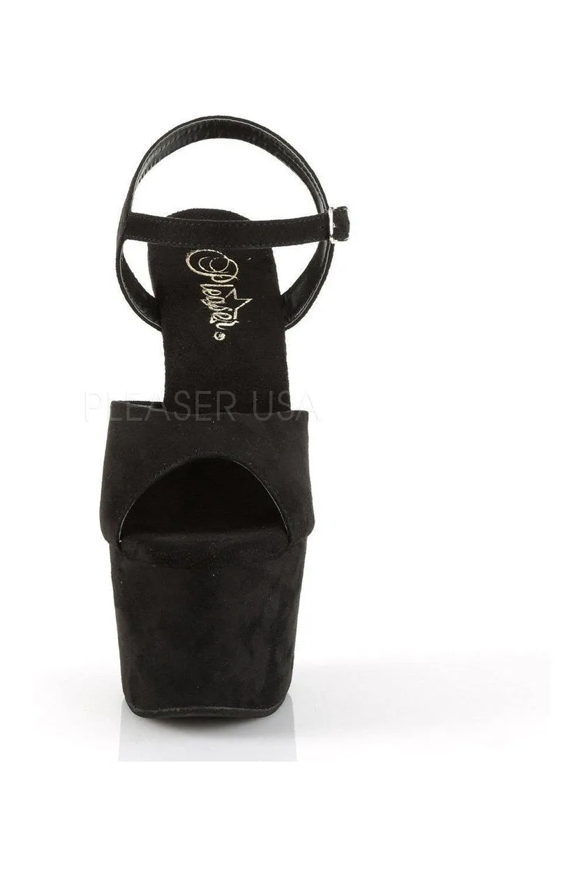 ADORE-709FS Platform Sandal  | Black Faux Suede
