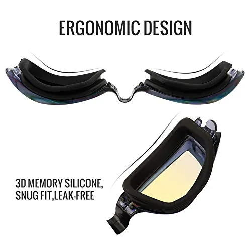 aegend Swim Goggles, Swimming Goggles No Leaking Anti Fog UV Protection Triathlon Swim Goggles with Free Protection Case for Adult Men Women Youth Kids Child, Green Blue