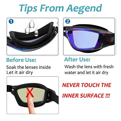 aegend Swim Goggles, Swimming Goggles No Leaking Anti Fog UV Protection Triathlon Swim Goggles with Free Protection Case for Adult Men Women Youth Kids Child, Green Blue