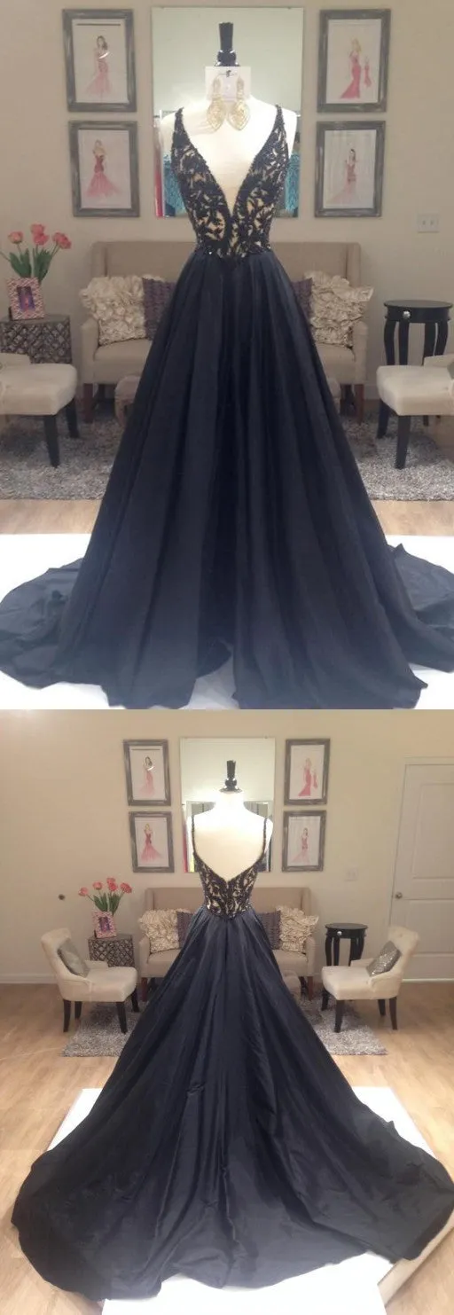 Affordable Elegant Deep V-Neck Sexy Beaded Long Prom Dress, BG51087
