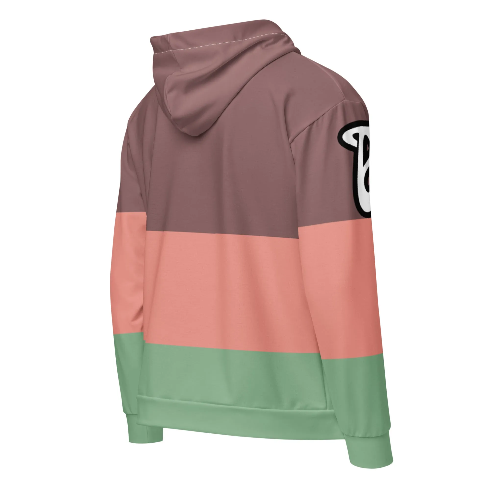 Airfros And Babyhairs Light Wood Mona Lisa Wide Striped Zip Up Hoodie