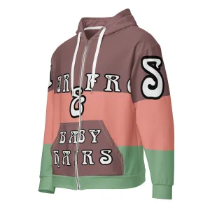 Airfros And Babyhairs Light Wood Mona Lisa Wide Striped Zip Up Hoodie