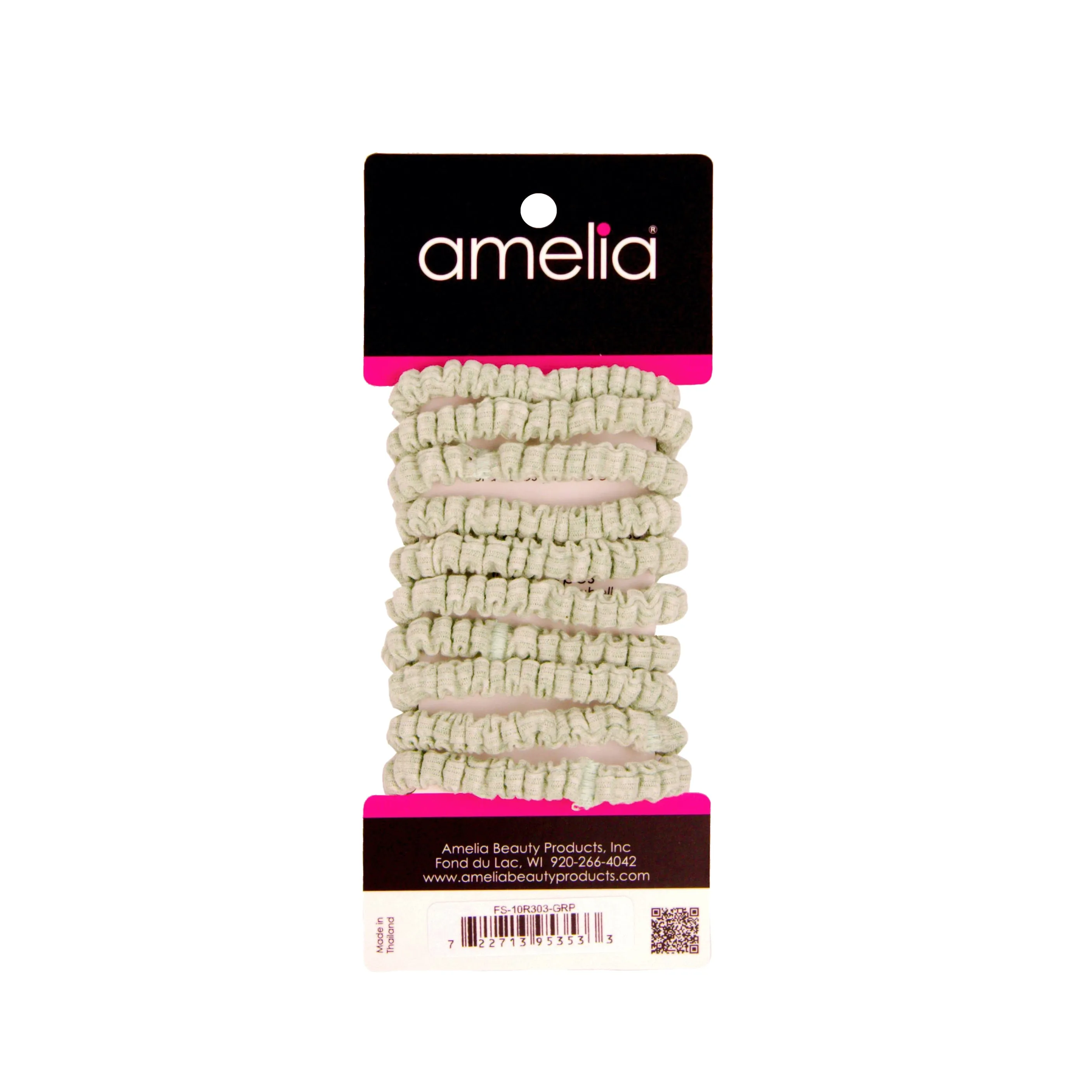 Amelia Beauty, Grey Ribbed Scrunchies, 2.25in Diameter, Gentle on Hair, Strong Hold, No Snag, No Dents or Creases. 10 Pack