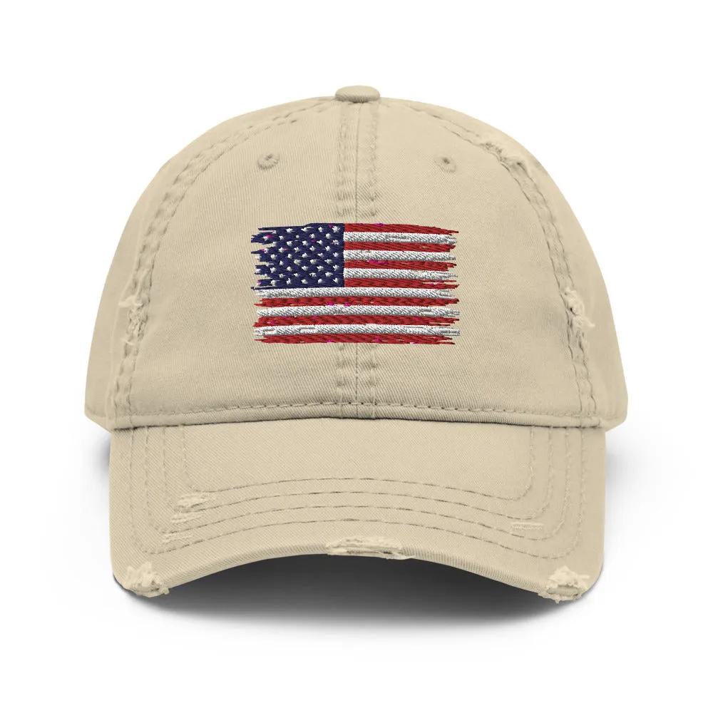 American Flag Distressed Dad Hat