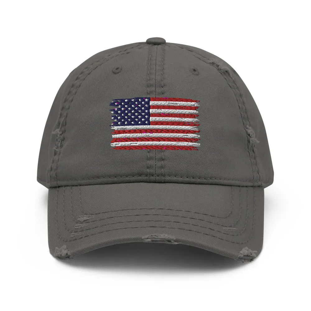 American Flag Distressed Dad Hat
