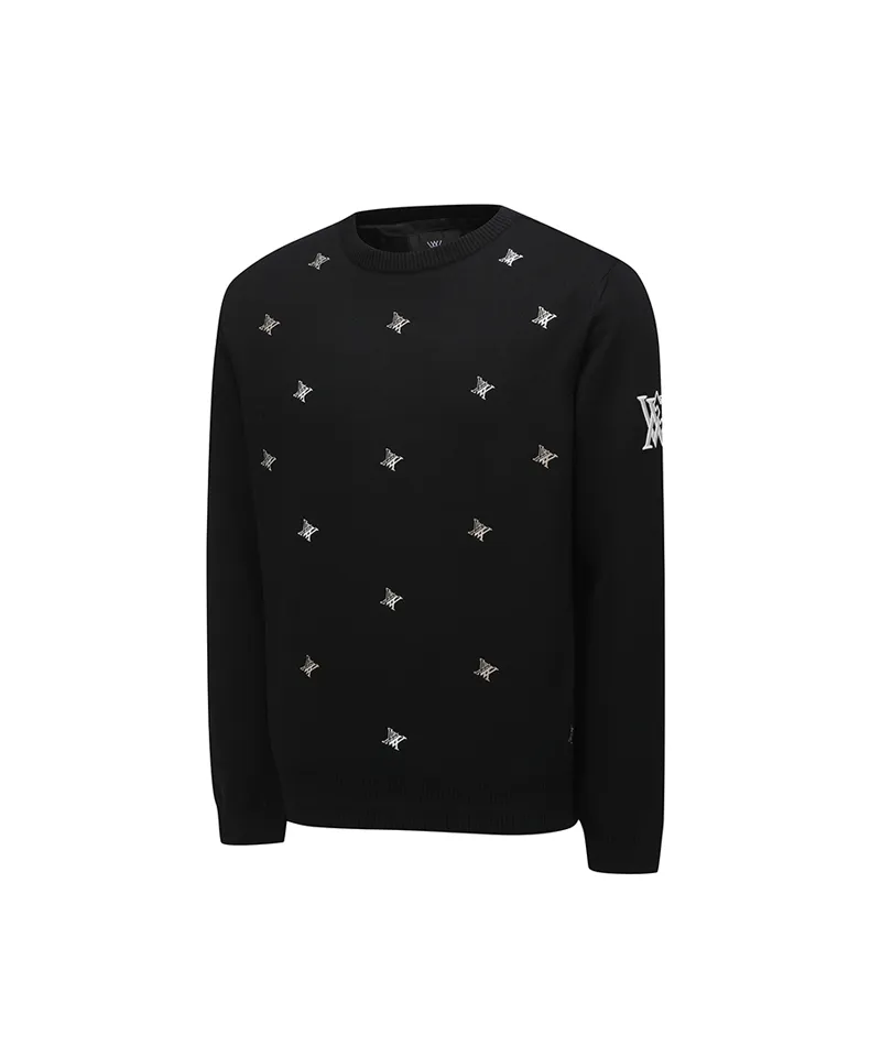 ANEW Golf Men's Logo Pattern Wind Block Pullover - Black