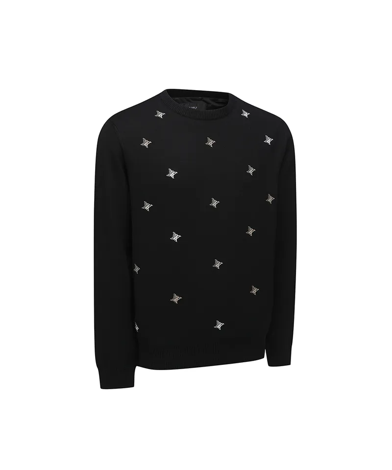 ANEW Golf Men's Logo Pattern Wind Block Pullover - Black