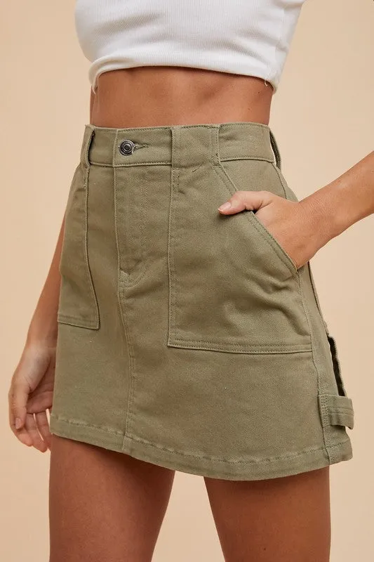 Annie Wear Cargo Denim Mini Skirt