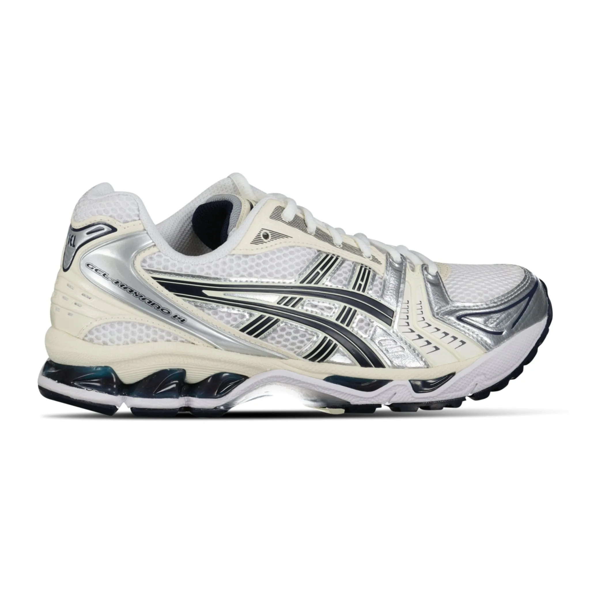ASICS GEL KAYANO 14 WHITE/NAVY WOMEN'S TRAINERS
