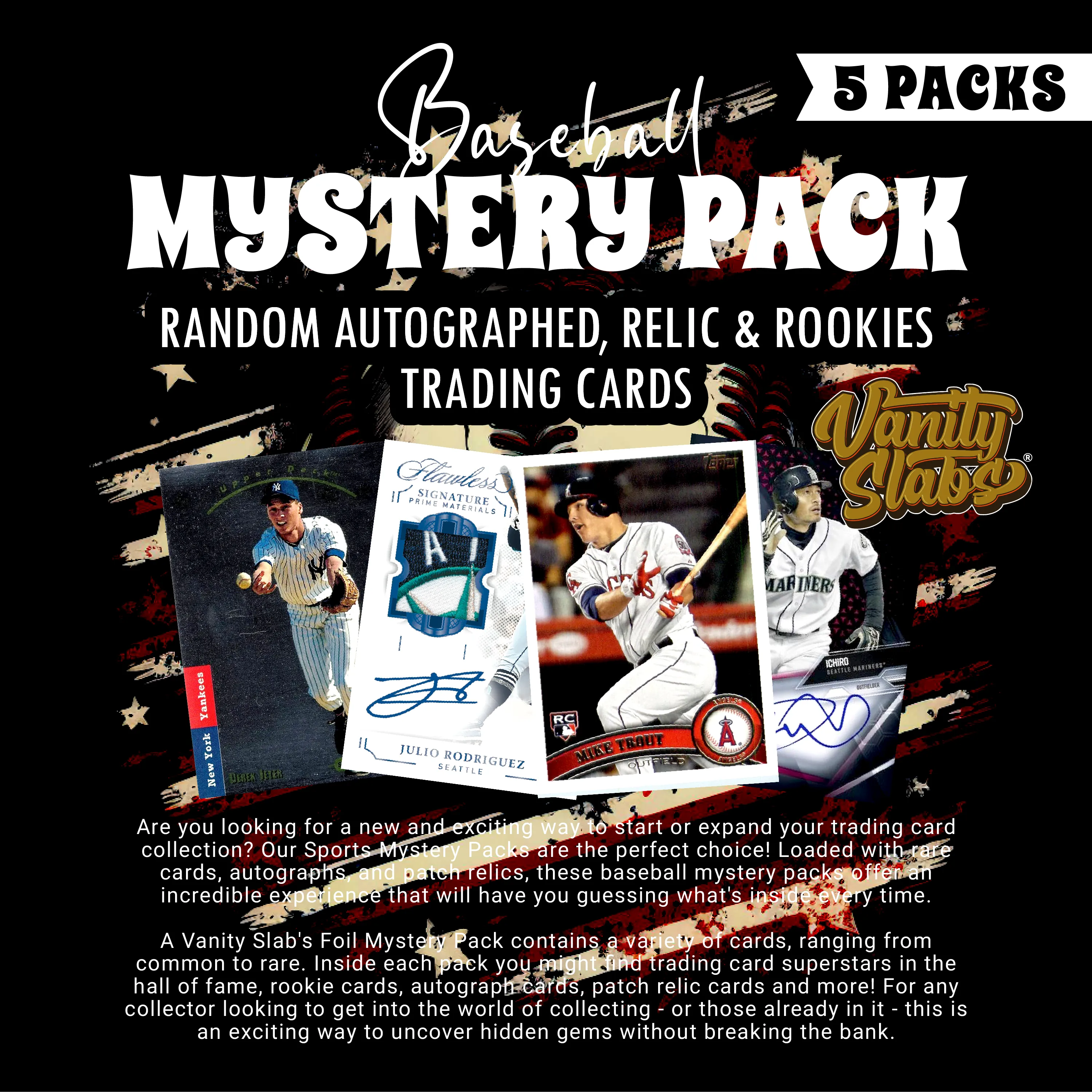 Baseball Mystery 5 Packs (Random Autographed, Relic & Rookies Trading Cards)