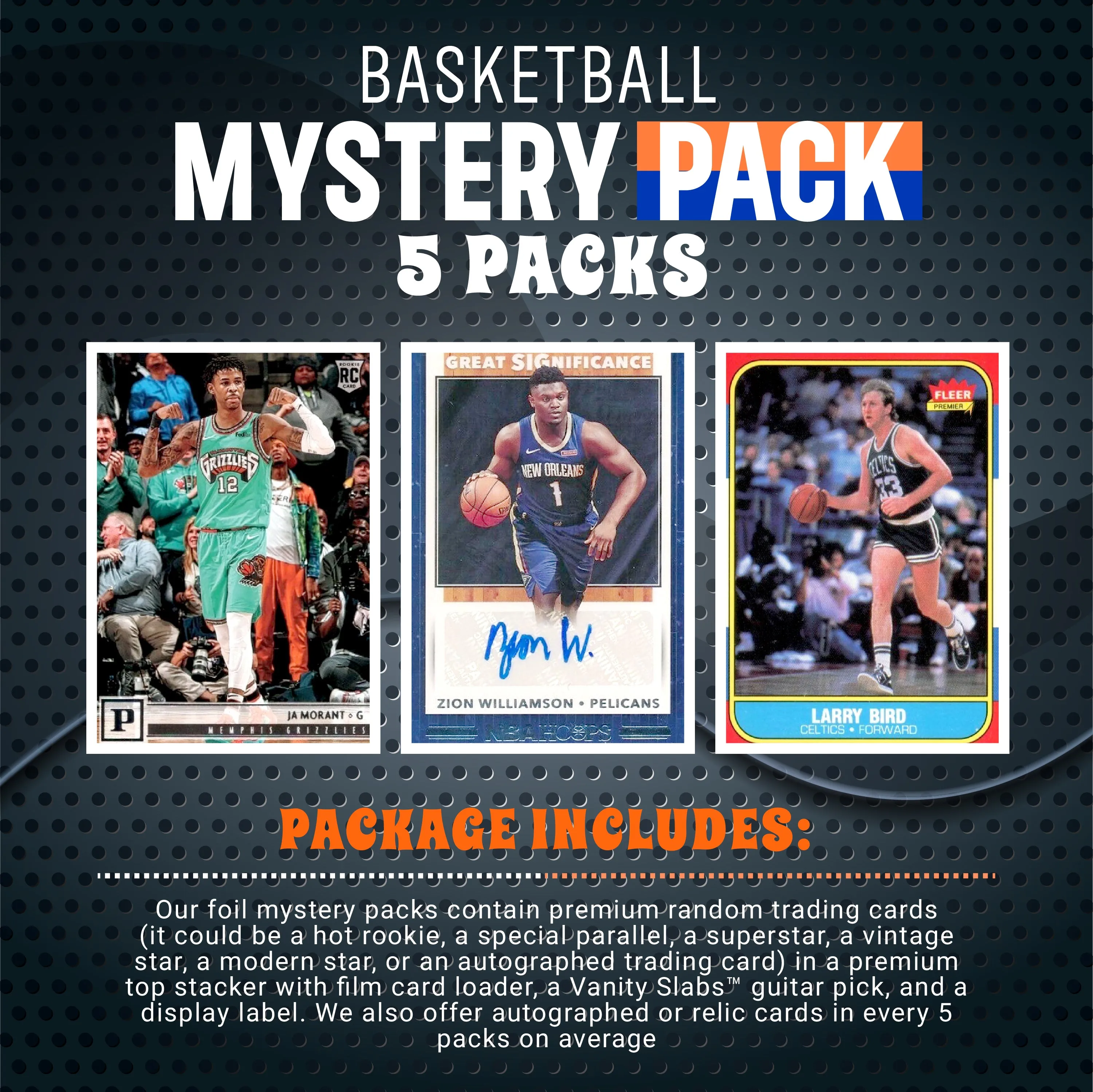 Basketball Foil Mystery 5 Packs (Random Auto, Relics and Rookie Trading Cards)