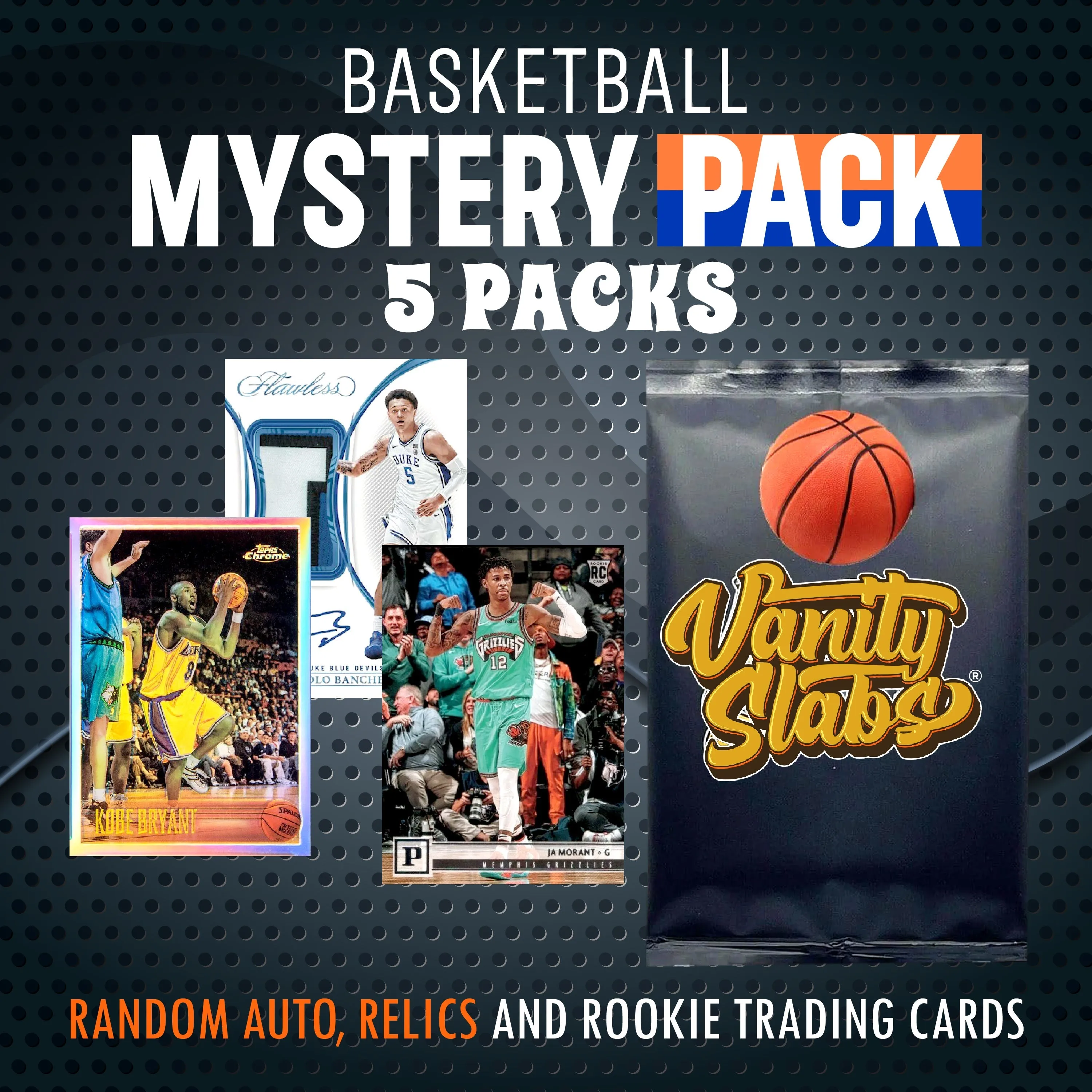 Basketball Foil Mystery 5 Packs (Random Auto, Relics and Rookie Trading Cards)