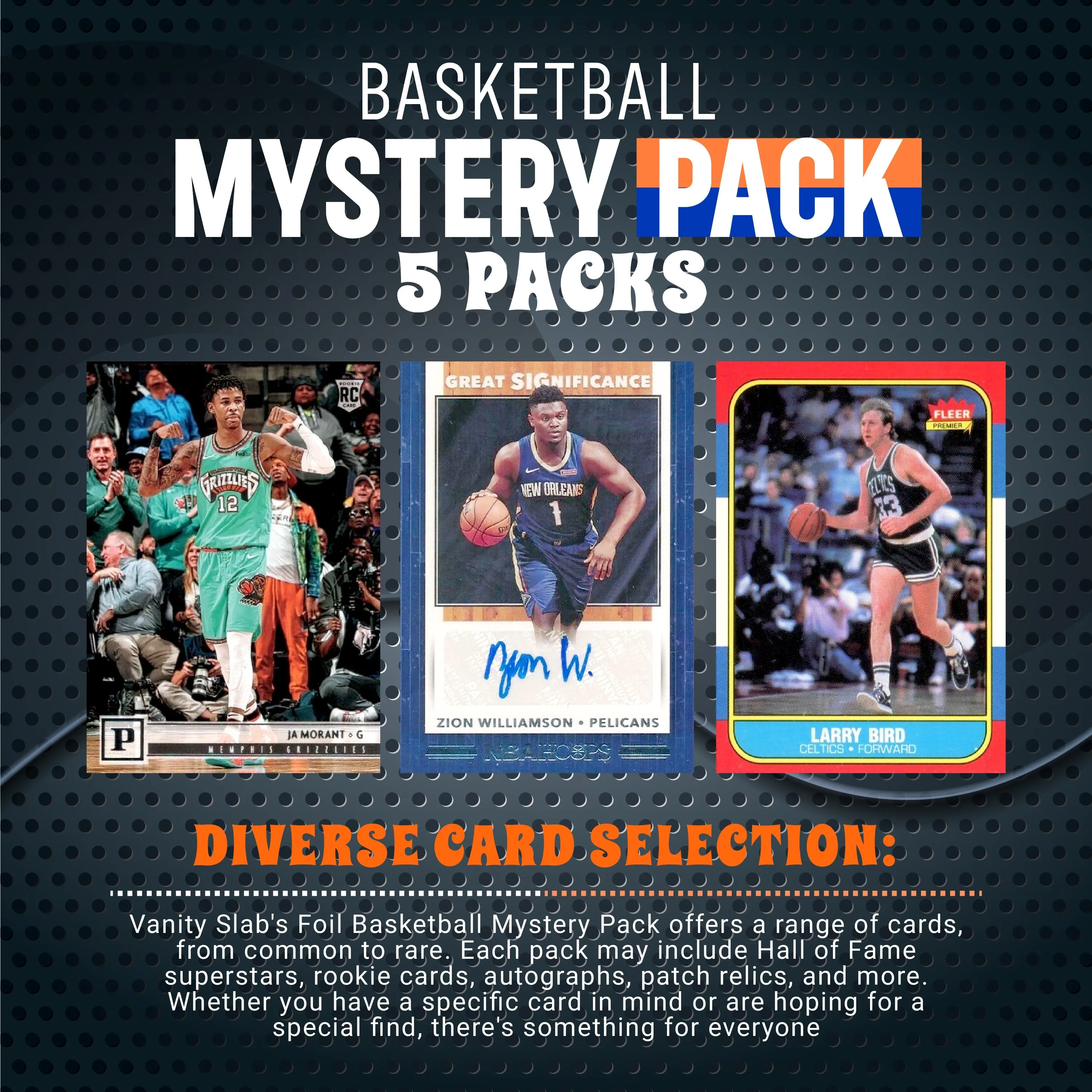 Basketball Foil Mystery 5 Packs (Random Auto, Relics and Rookie Trading Cards)