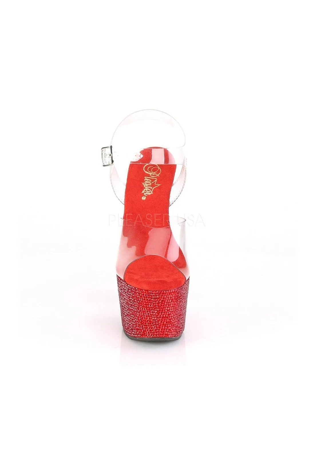 BEJEWELED-708DM Exotic Platform Sandal | Clear Vinyl