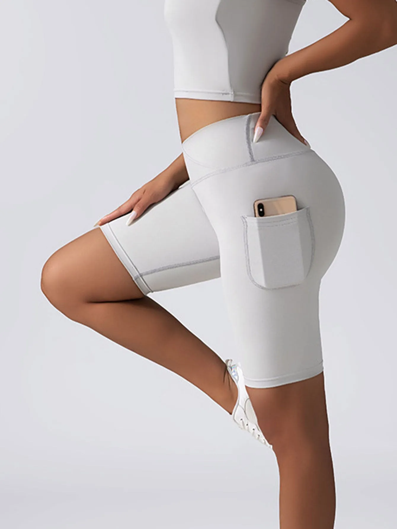 Biker Shorts Women Tummy Control  No Seam High Waist Yoga Gym Workout Running Volleyball Shorts With Pockets