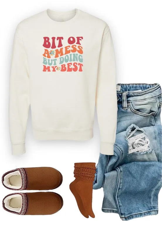 Bit of a Mess But Doing My Best Graphic Crewneck Sweatshirt Plus Size