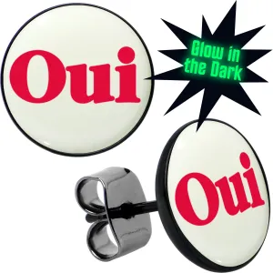 Black Anodized OUI Glow in the Dark Stud Earrings