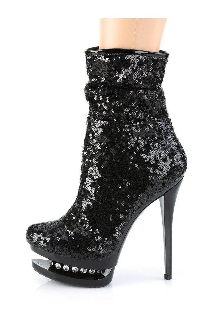 BLONDIE-R-1009 Exotic Boot | Black Sequins