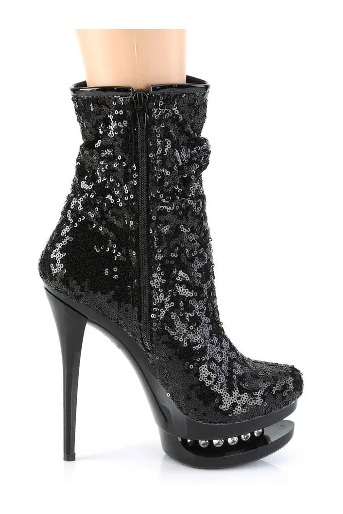 BLONDIE-R-1009 Exotic Boot | Black Sequins