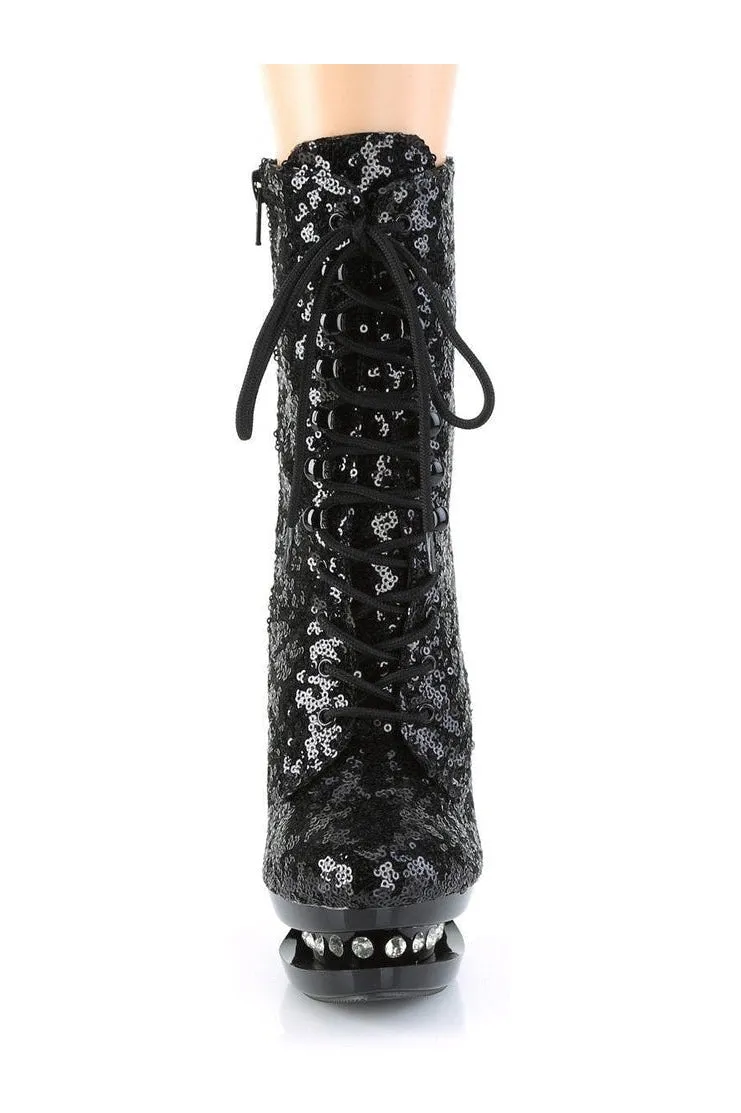 BLONDIE-R-1020 Exotic Boot | Black Sequins