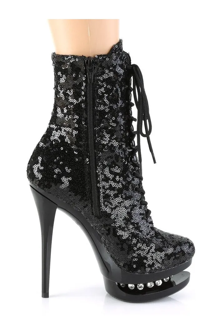 BLONDIE-R-1020 Exotic Boot | Black Sequins