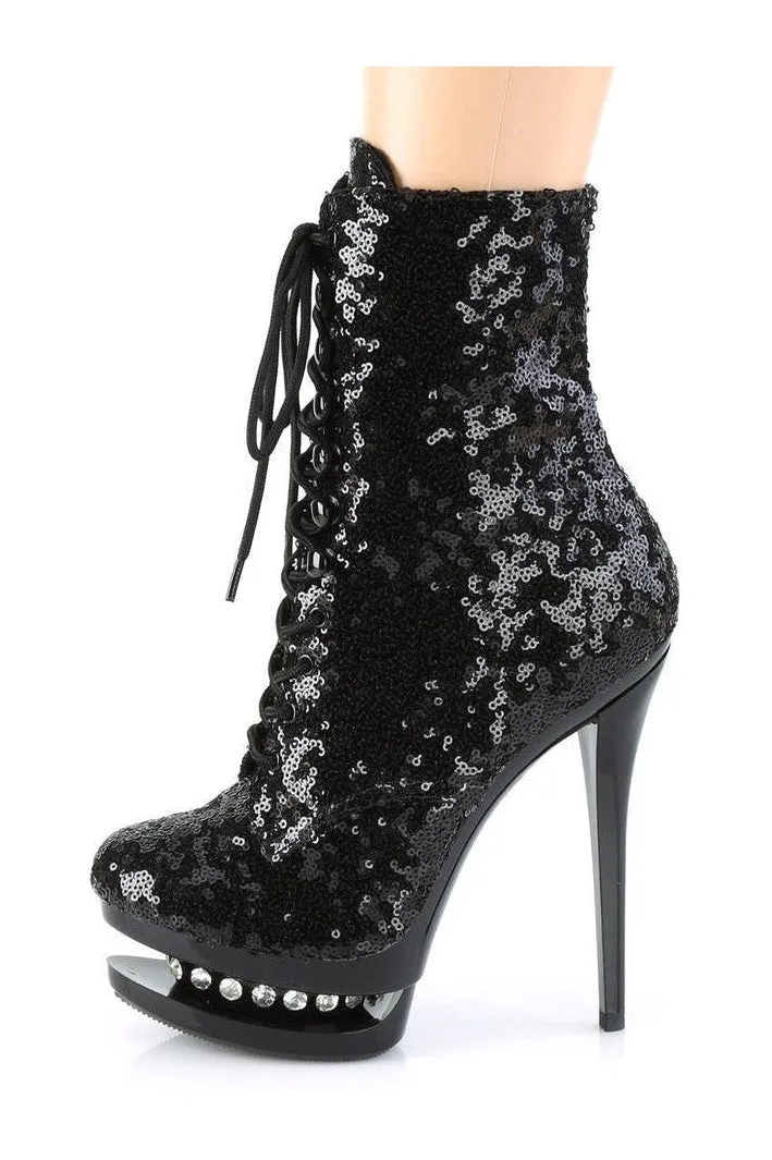 BLONDIE-R-1020 Exotic Boot | Black Sequins