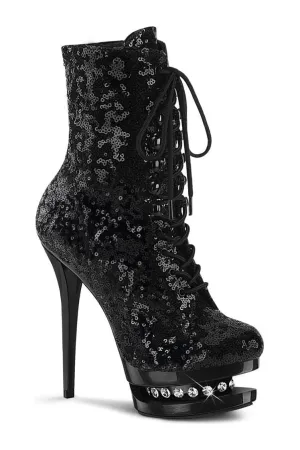 BLONDIE-R-1020 Exotic Boot | Black Sequins