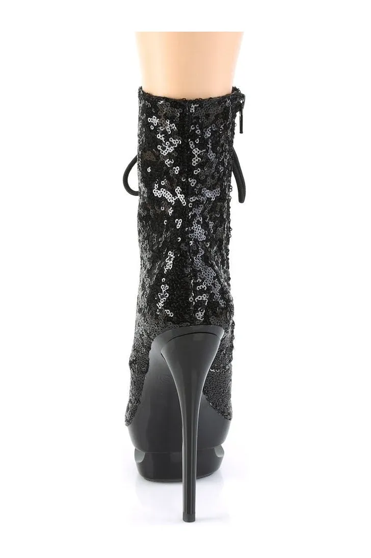 BLONDIE-R-1020 Exotic Boot | Black Sequins