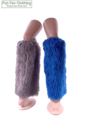 Blue & Gray Faux Fur Leg Warmers - Game Day Booties