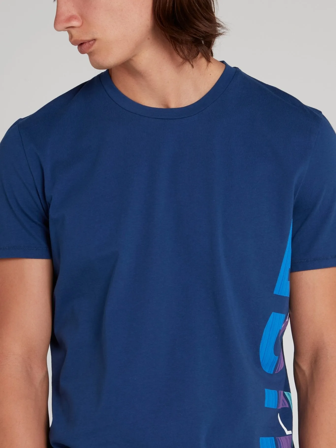 Blue Side Logo Print T-Shirt