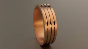 Brushed Rose Gold 6mm Triple Groove Wedding Band