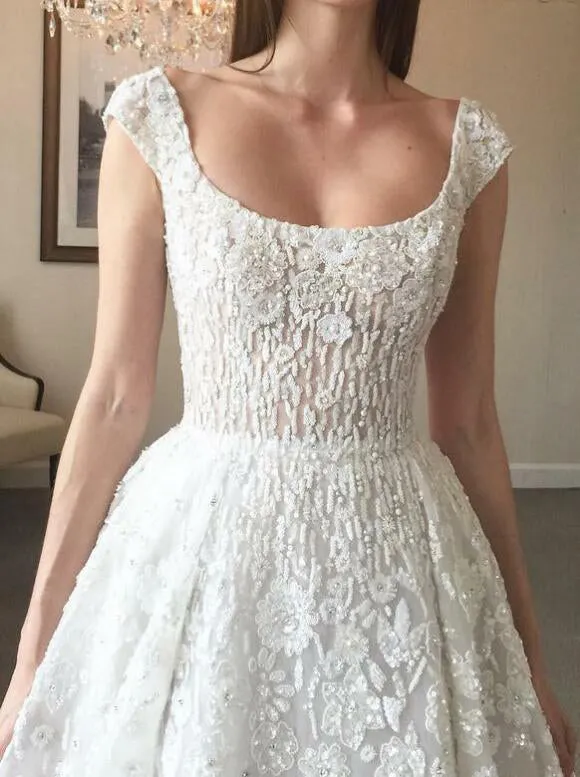 Cap Sleeve Simple Formal A Line Long Beach Wedding Dresses, BGP240
