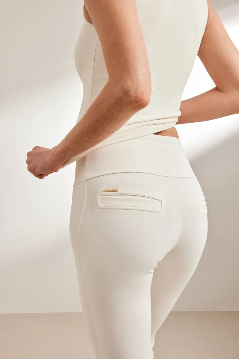 Celine Flared Topstitch Leggings | Off White