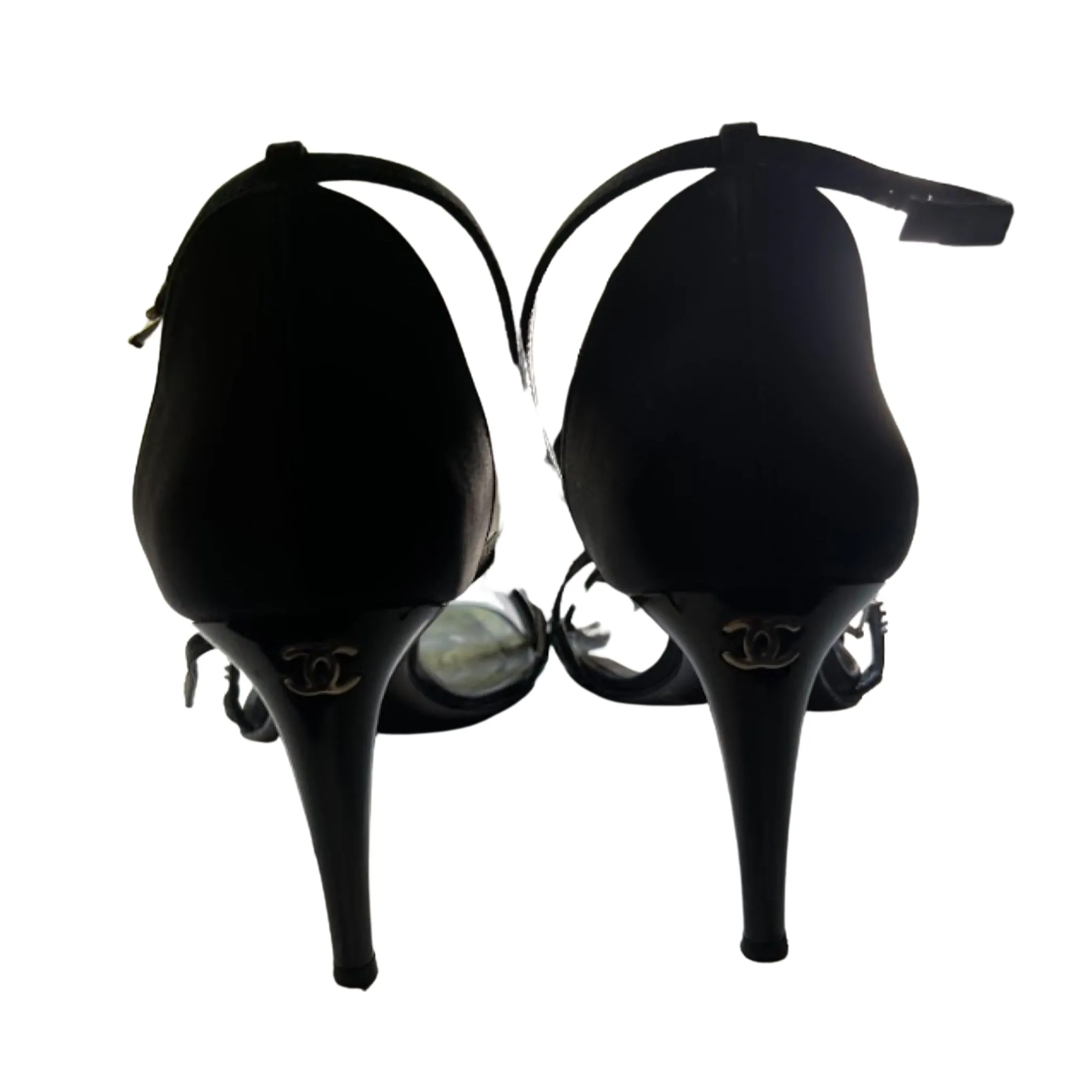CHANEL Black Heels with Silver Embellishments | Size 38.5