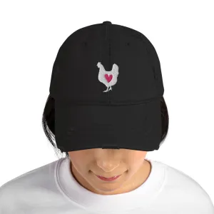Chicken Love Distressed Baseball Cap